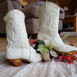 White vintage women's cowboy boots